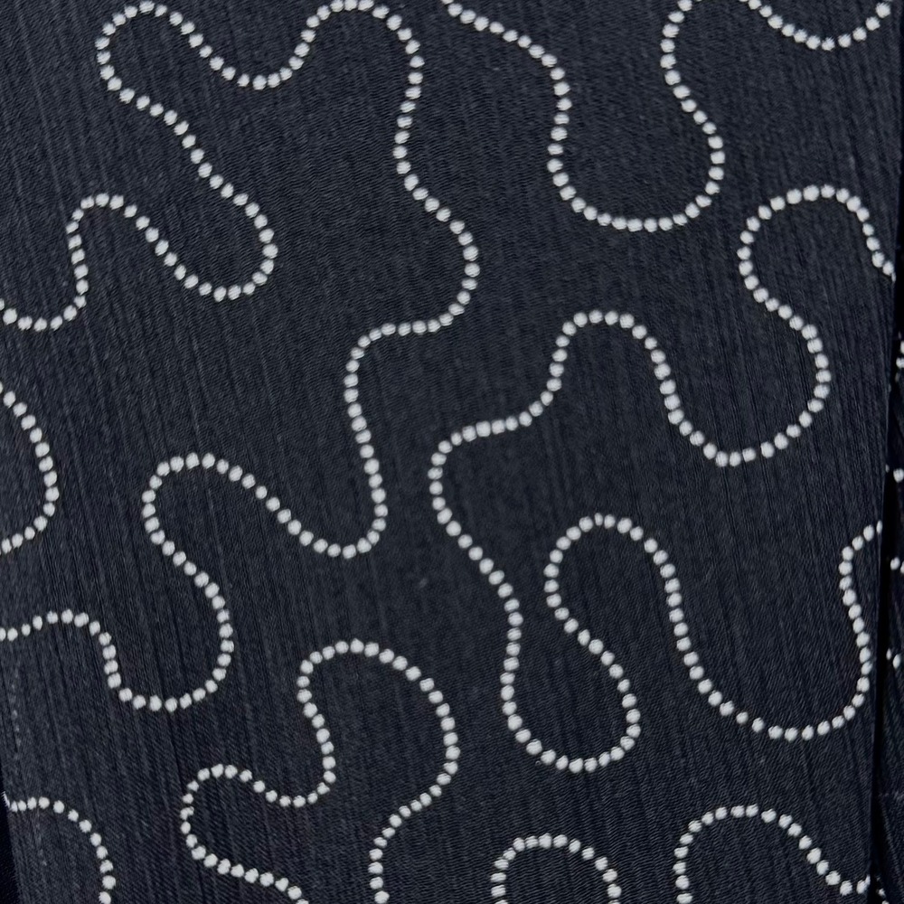 Club Monaco Black Abstract Print Chiffon Long Sleeve Drawstring Dress Size 6 - Picture 12 of 12